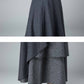 layered maxi wool skirt, Party skirt 1833#