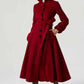 Women Long Wine Red Wool Coat 1977