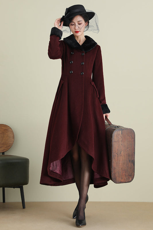 Winter Asymmetrical Wool Coat 3895,Size 170-US2 #CK2202282