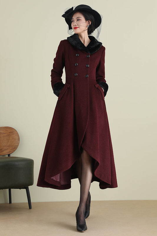 Winter Asymmetrical Wool Coat 3895,Size 170-US2 #CK2202282