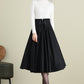 Black Midi Swing Wool Skirt 3900,Size 170-US2 #CK2202378