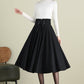 Black Midi Swing Wool Skirt 3900,Size 170-US2 #CK2202378