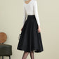 Black Midi Swing Wool Skirt 3900,Size 170-US2 #CK2202378