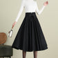 Black Midi Swing Wool Skirt 3900,Size 170-US2 #CK2202378