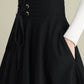 Black Midi Swing Wool Skirt 3900,Size 170-US2 #CK2202378