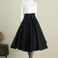 Black Midi Swing Wool Skirt 3900,Size 170-US2 #CK2202378