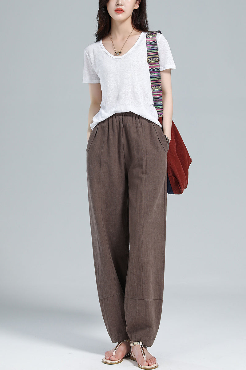 Womens Baggy Linen Pants 3611