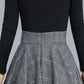 High Waist Plaid Wool Skirt Women 3245