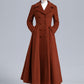 Rust Red Wool Maxi Coat – Statement Double Breasted Swing Overcoat 5495