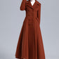 Rust Red Wool Maxi Coat – Statement Double Breasted Swing Overcoat 5495