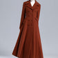 Rust Red Wool Maxi Coat – Statement Double Breasted Swing Overcoat 5495