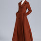 Rust Red Wool Maxi Coat – Statement Double Breasted Swing Overcoat 5495