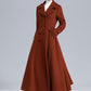 Rust Red Wool Maxi Coat – Statement Double Breasted Swing Overcoat 5495