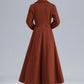 Rust Red Wool Maxi Coat – Statement Double Breasted Swing Overcoat 5495