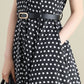 Polka Dot Shirt Waist Swing Midi Dress 3278,Size XS #CK2101693