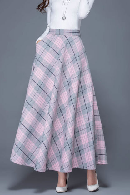 Maxi plaid warm winter skirt 4649