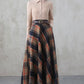 Handmade Women's Vintage Plaid Wool Long Skirt - Winter High Waist 5275