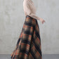 Handmade Women's Vintage Plaid Wool Long Skirt - Winter High Waist 5275