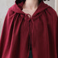 Red Linen Hooded Cloak – Handmade Vintage Cape with Influencer Picks 3288