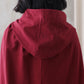 Red Linen Hooded Cloak – Handmade Vintage Cape with Influencer Picks 3288