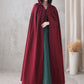 Red Linen Hooded Cloak – Handmade Vintage Cape with Influencer Picks 3288