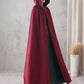 Red Linen Hooded Cloak – Handmade Vintage Cape with Influencer Picks 3288