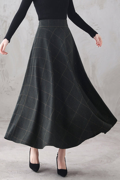 Women Retro Maxi Wool Skirt 3294,Size 160-US4 #CK2101674
