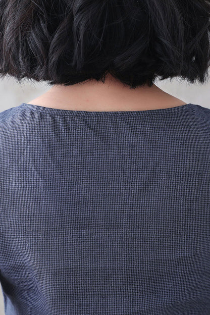 Blue Checked linen Tank Top 3338,Size XS #CK2200253
