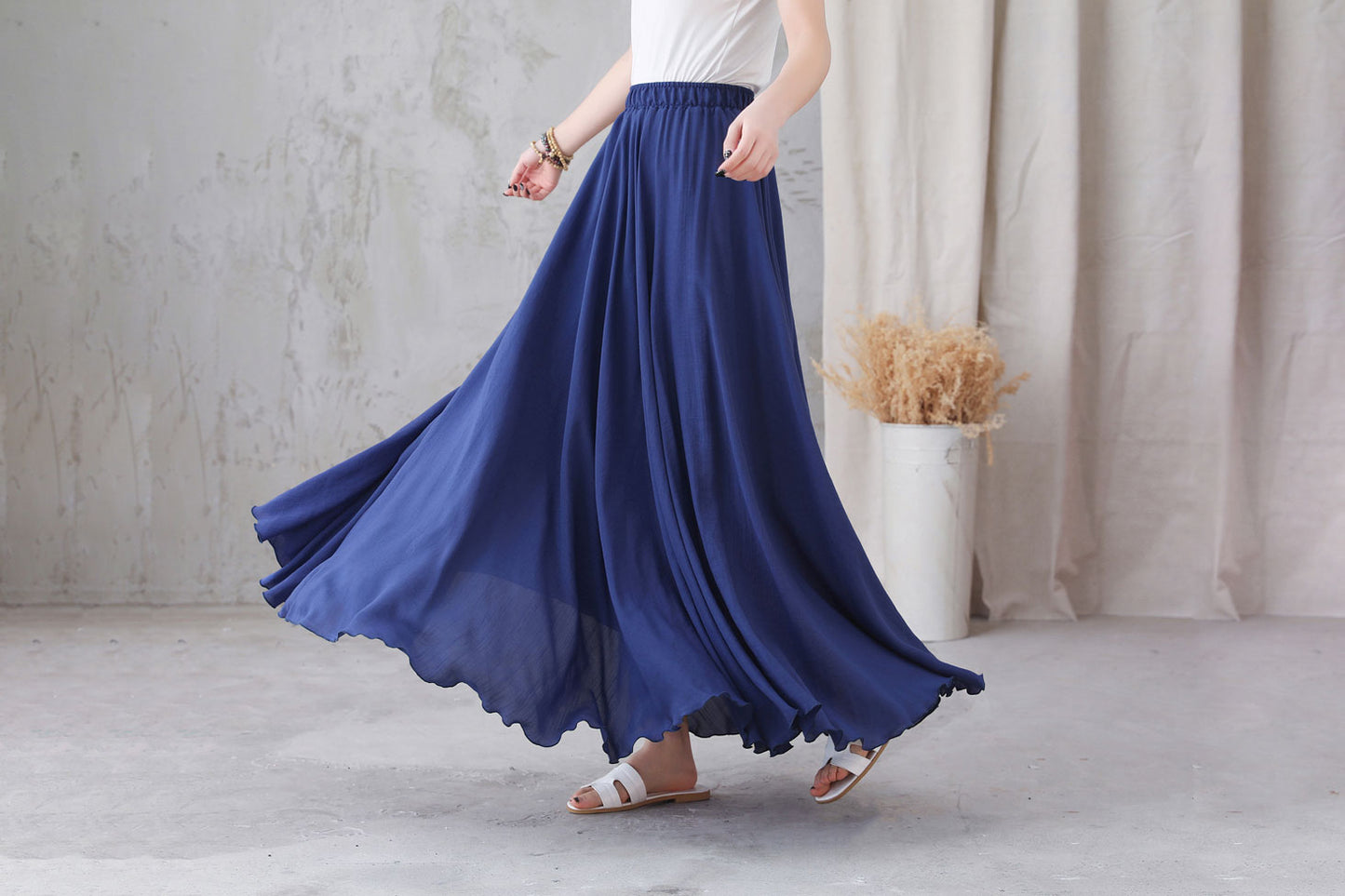 Women's flowy Bohemian Swing Maxi Skirt 3297