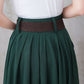 Green Linen Full Circle Skirt with Pockets 3305