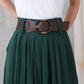 Green Linen Full Circle Skirt with Pockets 3305