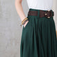 Green Linen Full Circle Skirt with Pockets 3305