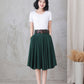 Green Linen Full Circle Skirt with Pockets 3305