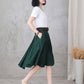 Green Linen Full Circle Skirt with Pockets 3305