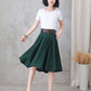 Green Linen Full Circle Skirt with Pockets 3305