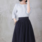 Layered Pleated Linen Midi Skirt 3306，Size XS CK2200373