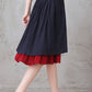 Layered Pleated Linen Midi Skirt 3306，Size XS CK2200373