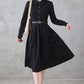 Vintage Inspired Black Shirtwaist Midi Dress 3113,Size S　#CK2101092
