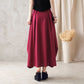 Women’s Linen Maxi Skirt – Red High Waist Handmade Long Skirt | Xiaolizi 2584