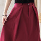 Women’s Linen Maxi Skirt – Red High Waist Handmade Long Skirt | Xiaolizi 2584