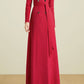 Double breasted long wool coat with belt waist 4591