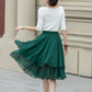 Green chiffon short summer skirt 5239