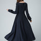 Long sleeve swing maxi dress in Blue 1465