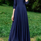Navy blue maxi prom wedding chiffon dress 5169