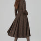 Brown Wool Blend Plaid Dress – Handmade Vintage Midi Winter Style | Xiaolizi 6391