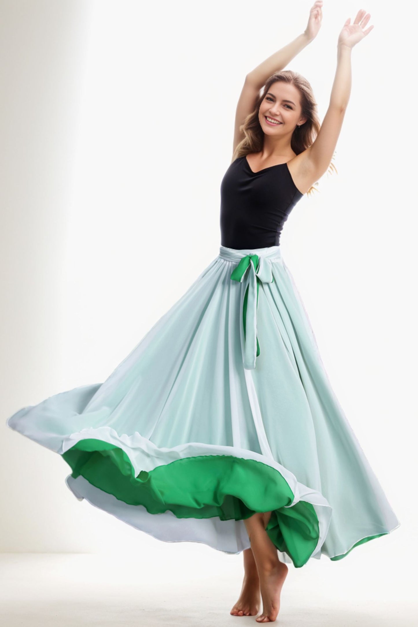 Long swing womens summer chiffon skirt 3386