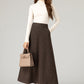 Brown a line winter wool skirt women 5483