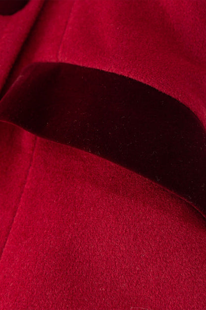 Handmade Vintage Red Wool Coat – A-Line Double Breasted Winter | Xiaolizi 4671
