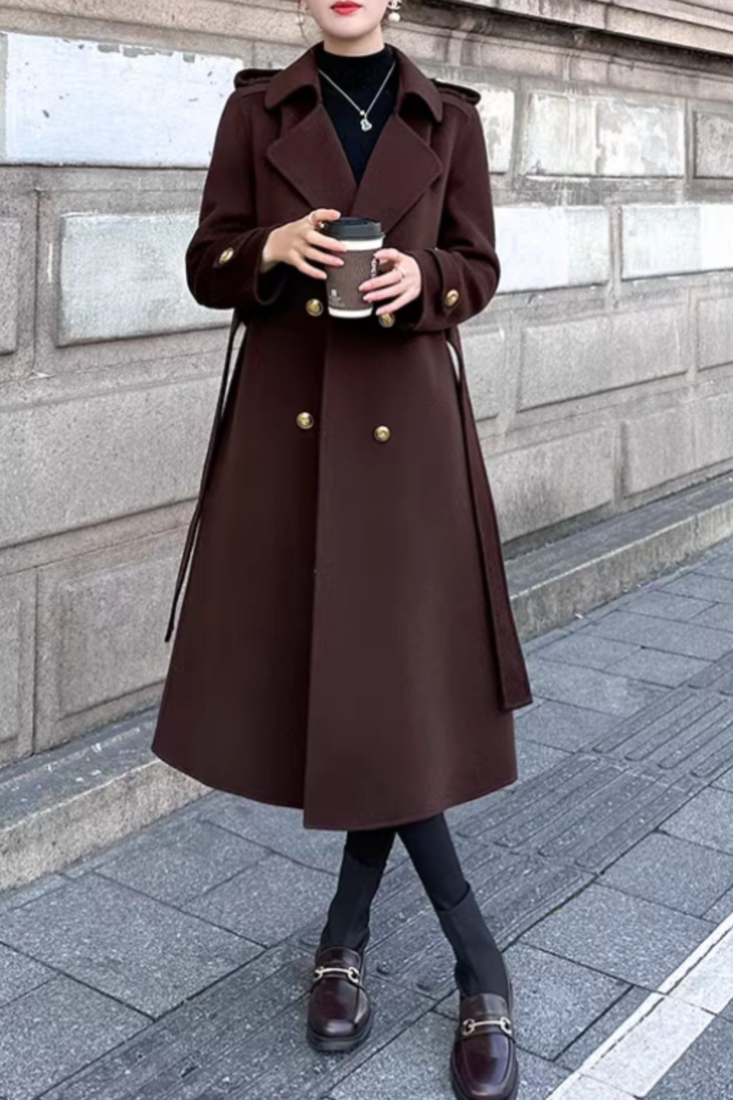 Long winter wool trench coat women 5474