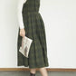 Sleeveless plaid autumn wool dress women 5414